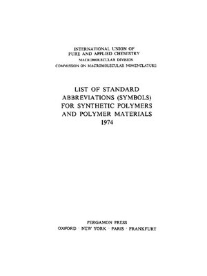 cover image of List of Standard Abbreviations (Symbols) for Synthetic Polymers and Polymer Materials 1974